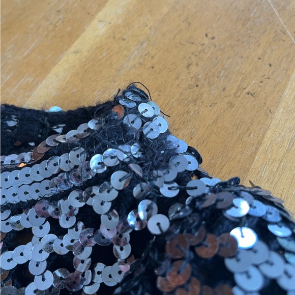 Vintage Lillie Rubin Sequin Sweater Black Knit Checkerboard Cutout Crochet ILGWU - Picture 17 of 17